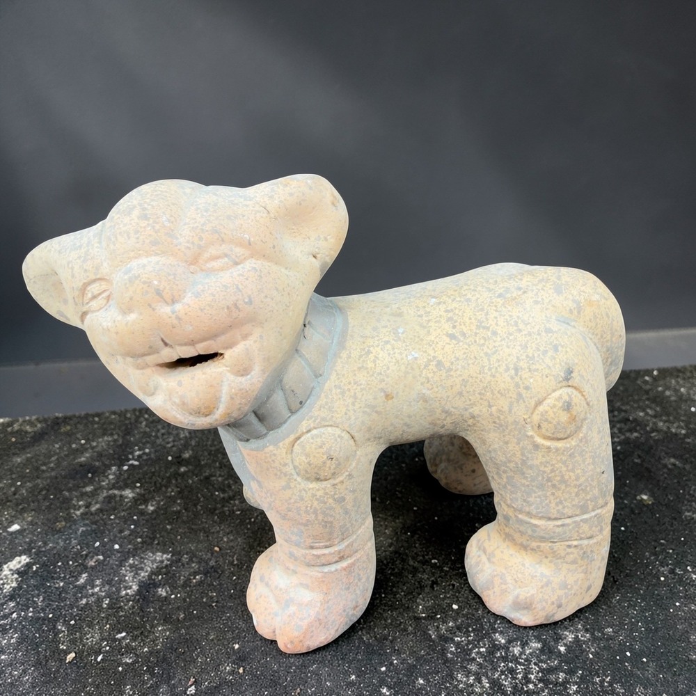 Vintage Pre Columbian Style Terracotta Pottery Dog Figure Clay Sculpture Pottery